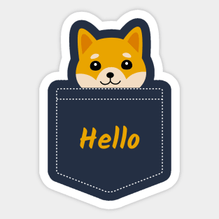 Hello Cute Shiba Inu In Your Pocket Sticker